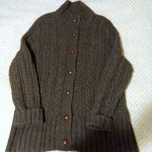 Duluth Wool Blend Cable Knit Cardigan XL Grey Quiet Luxury Cabincore Layer